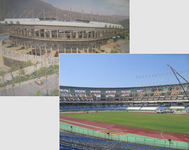 Essais sur les gradins: - Stade de 5 Juillet - Stade de Tizi-Ouzou