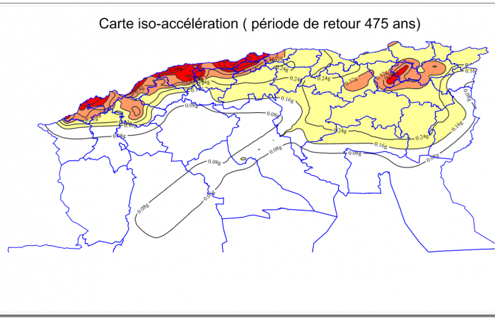 carte d' alea sismique de l'Algérie